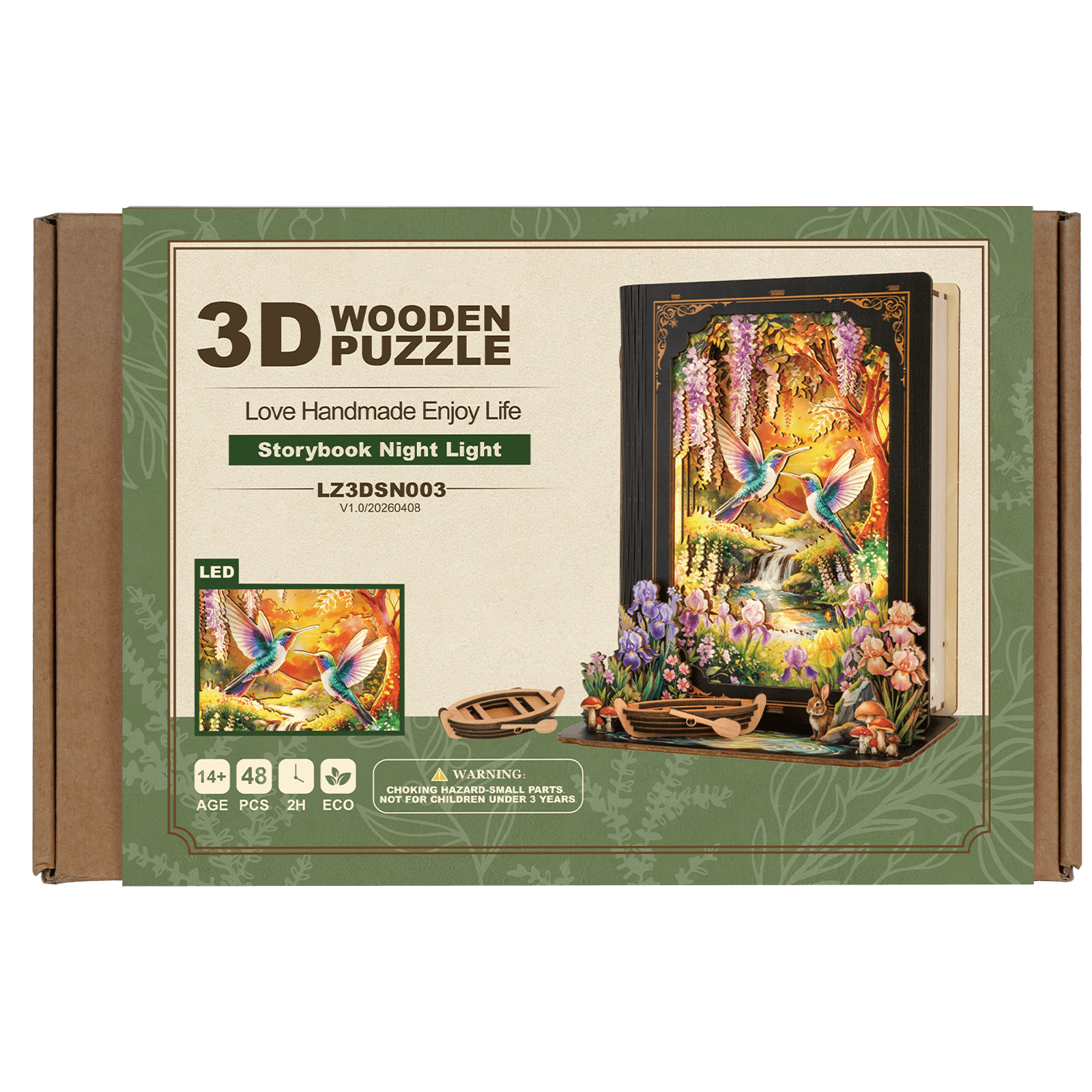 Rêve de ruisseau forestier – Kit de lampe en bois à assembler pour bibliothèque