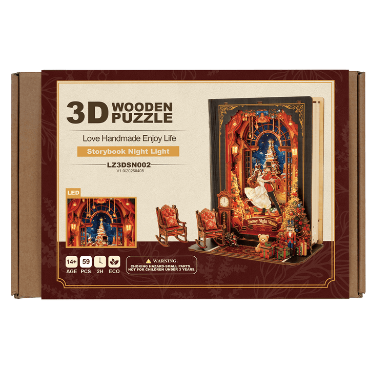 Snowy Night Waltz – DIY Wooden Book Nook Lamp Craft Kit