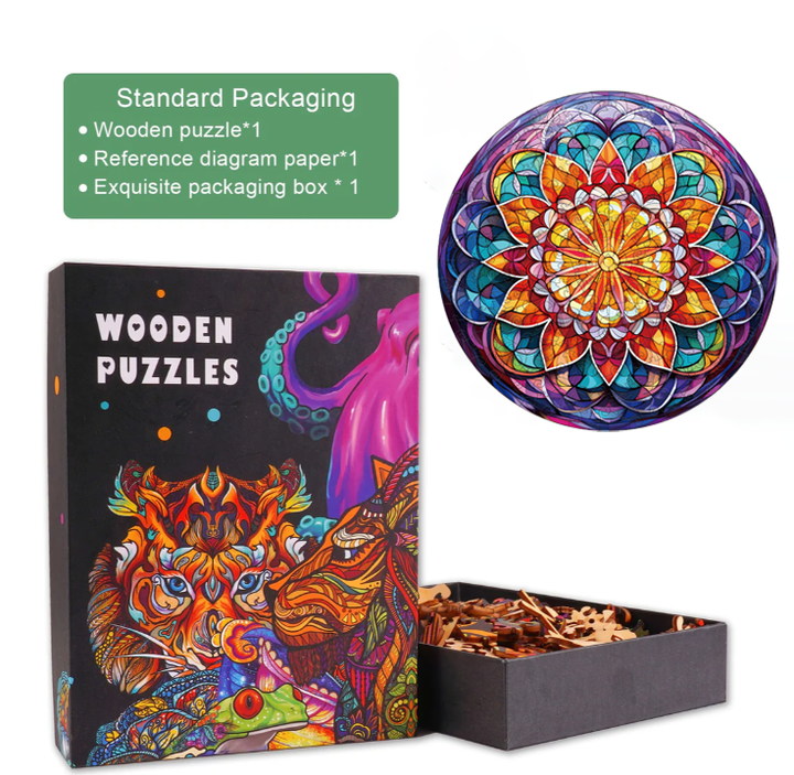 Kirchenglas-Mandala-Holzpuzzle