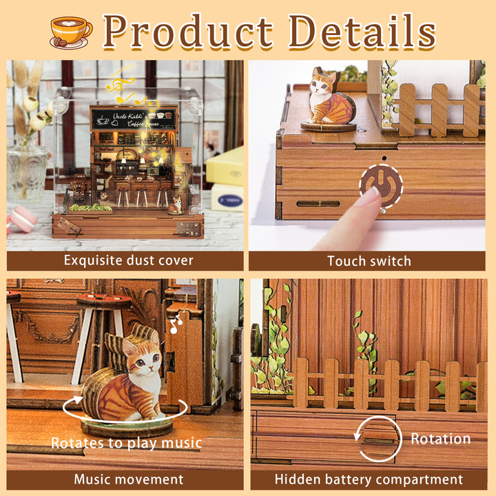Uncle Kaldi’s Coffee House– DIY Miniature House, 3D Wooden Puzzle