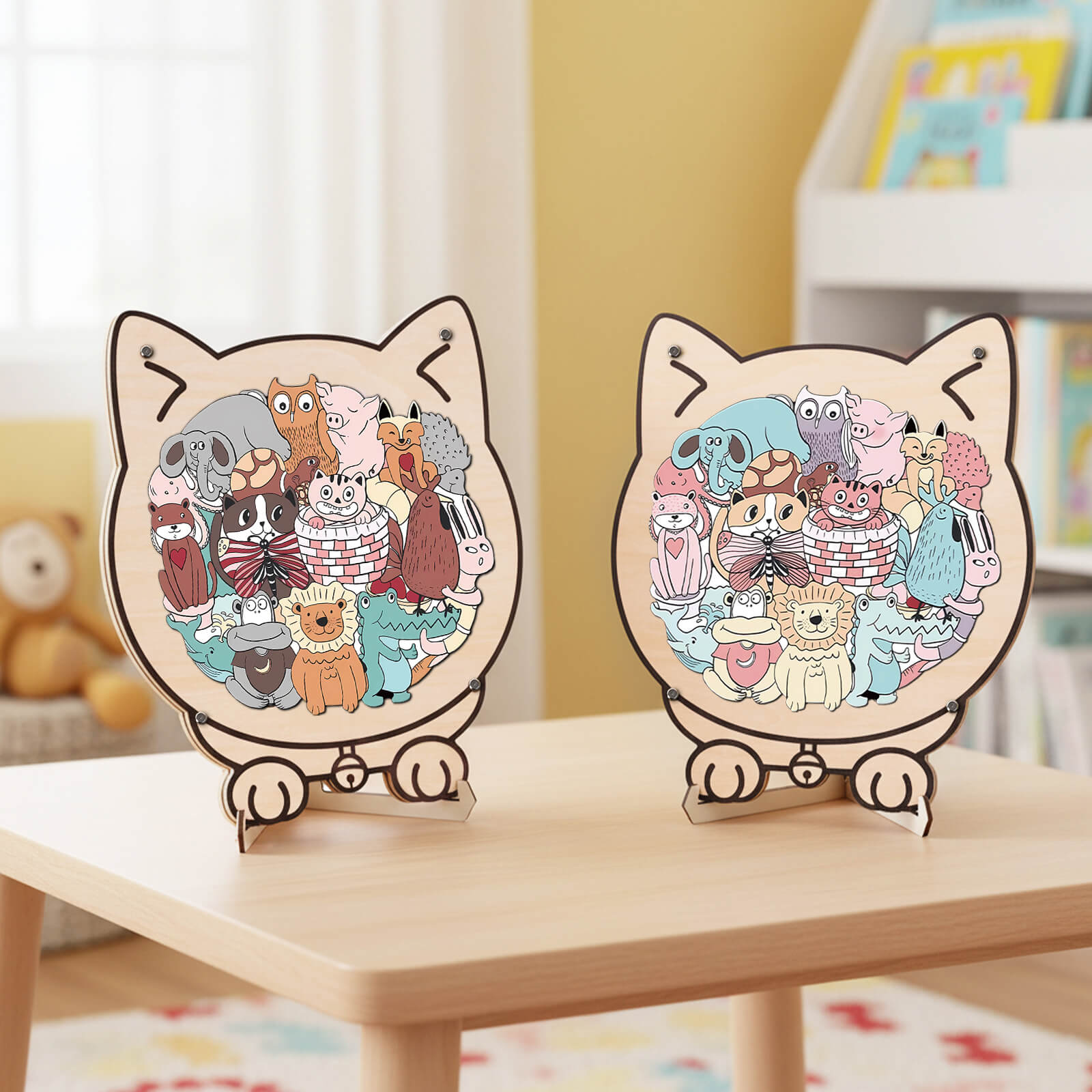 Puzzle en bois en forme d'animal mignon pour bébé