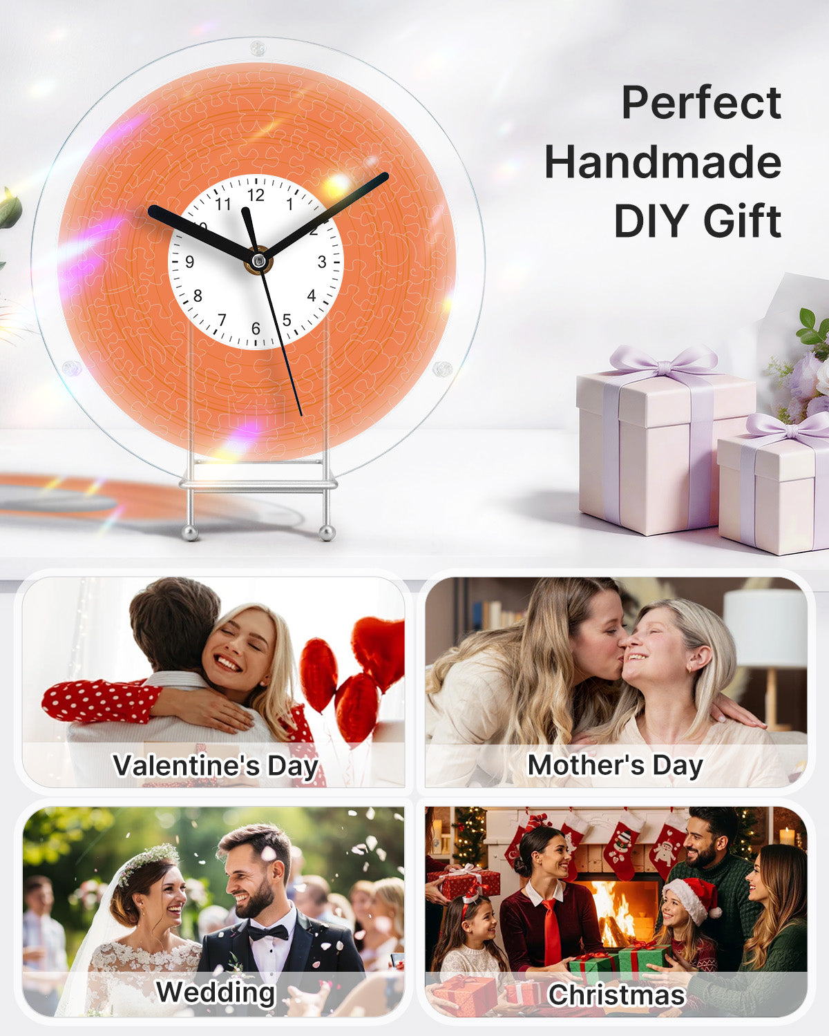 DIY Acrylpuzzle-Uhr Bausatz - Lebhaftes Orange
