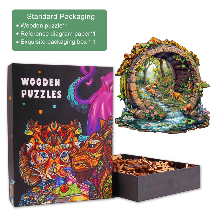 Happy foxes-2 Wooden Jigsaw Puzzle