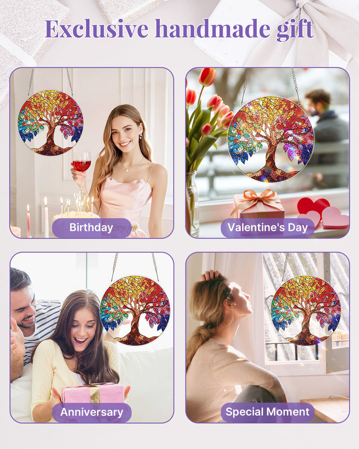 5D DIY Diamond Painting Suncatcher Kit - Rainbow Tree of Life
