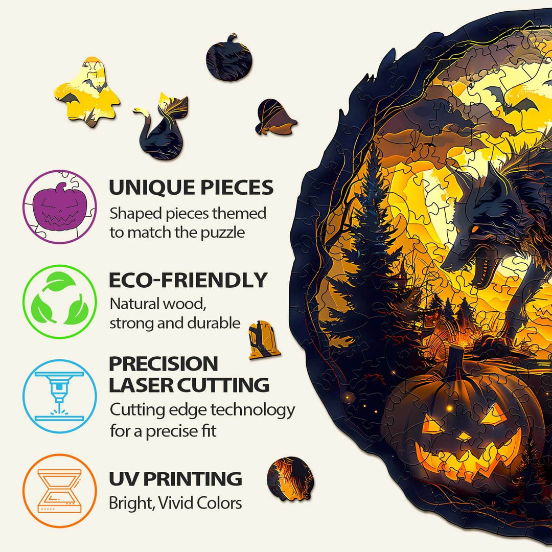 3D Halloween Wolf Wooden Jigsaw Puzzle