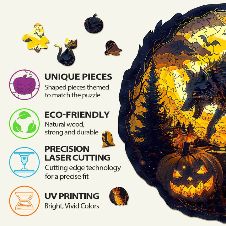 3D Halloween Wolf Wooden Jigsaw Puzzle