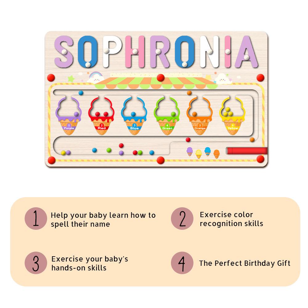 Personalized Baby Name Magnetic Maze Puzzle - Ice Cream