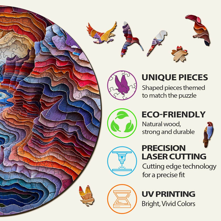 3D Colorful Canyon Wooden Jigsaw Puzzle