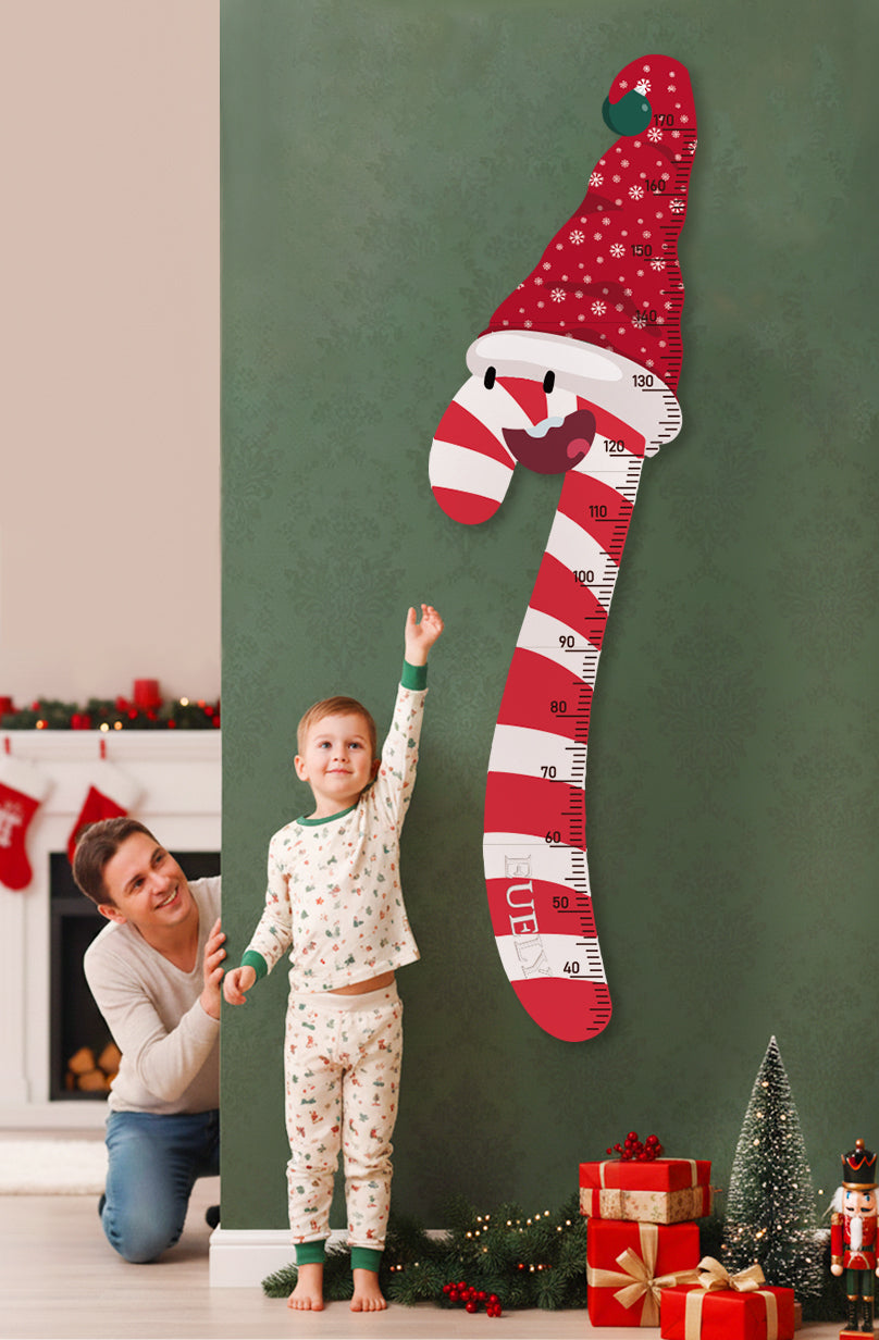 Personalized Wooden Christmas Candy Cane Growth Chart Ruler