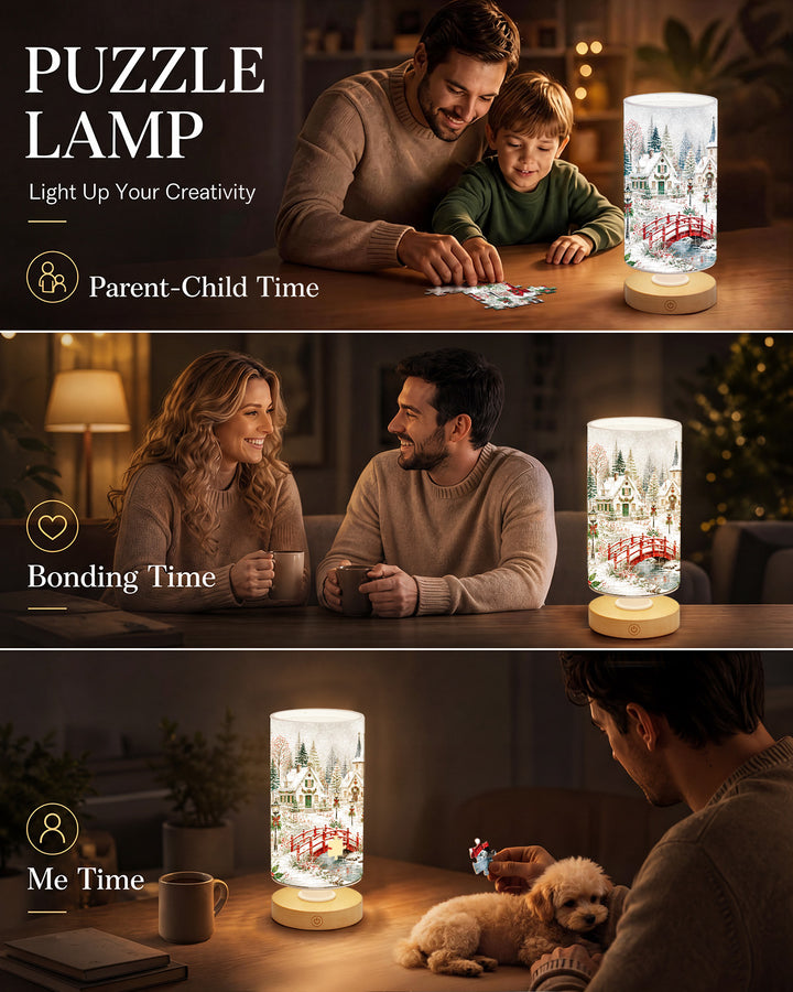 DIY Dimmable Acrylic Puzzle Lamp - Christmas Snow Village