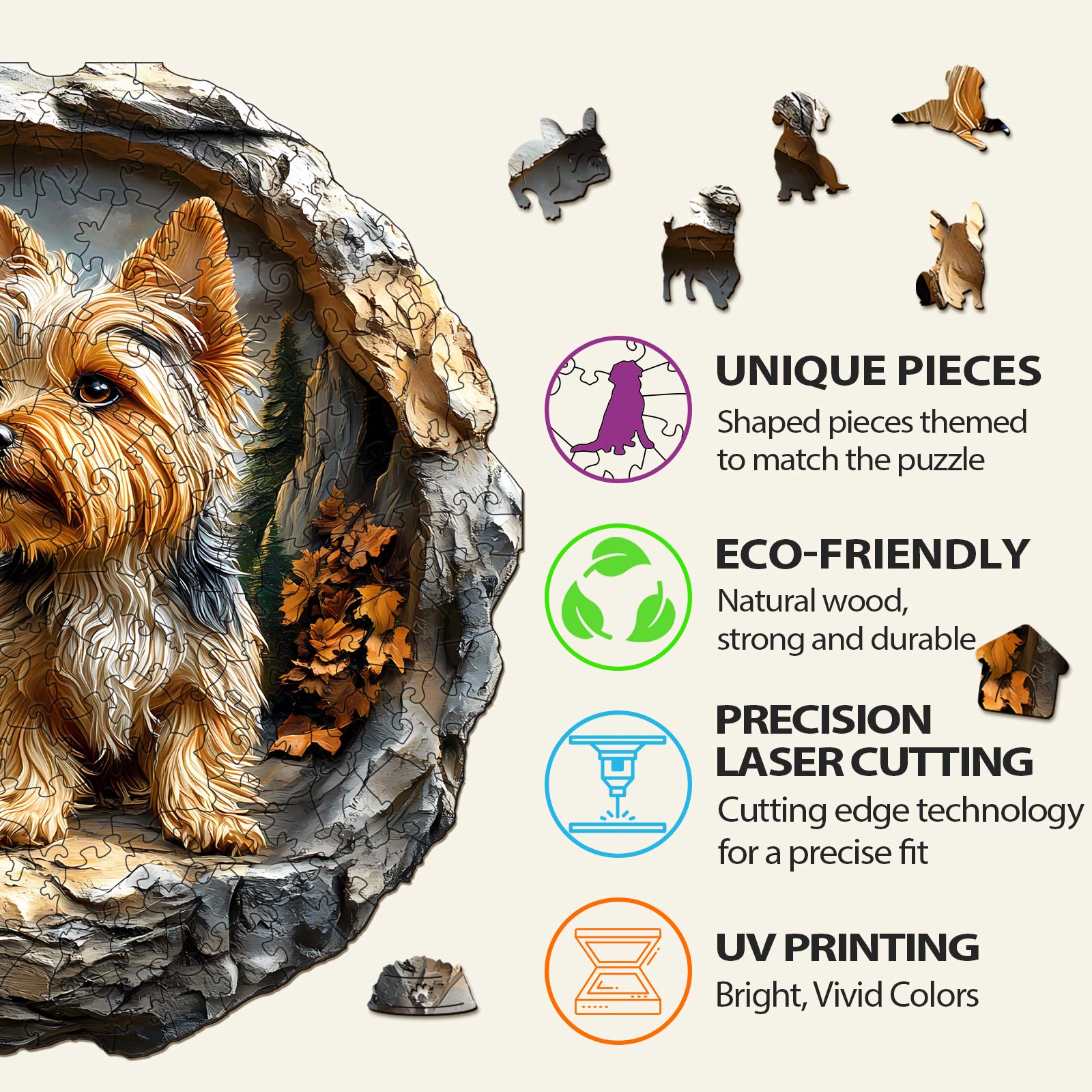 3D Yorkshire wooden jigsaw puzzle featuring unique pieces, eco-friendly materials, and precision laser cutting for a vibrant gaming experience.