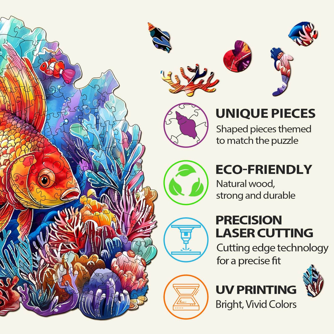 Puzzle en bois magnifique poisson rouge