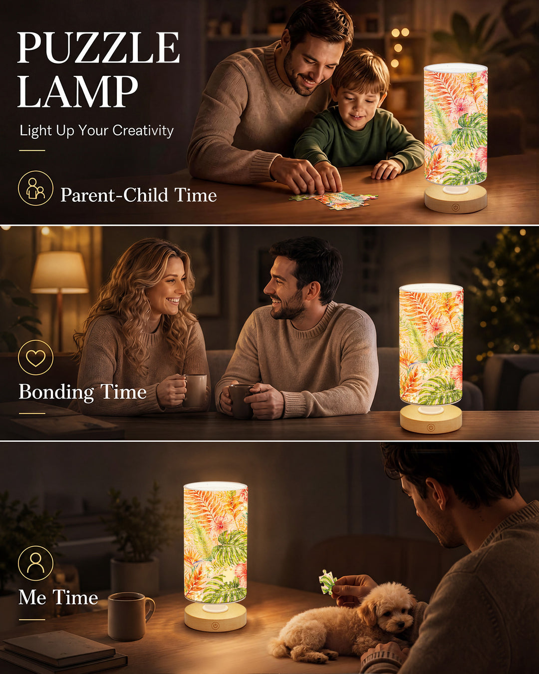 DIY Dimmable Acrylic Puzzle Lamp - Colorful Leaves