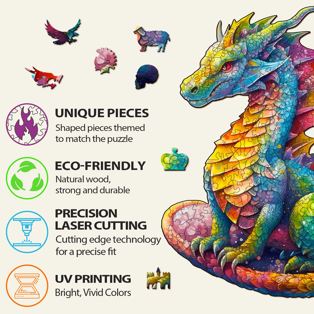 Colorful Dragon 1 Wooden Jigsaw Puzzle