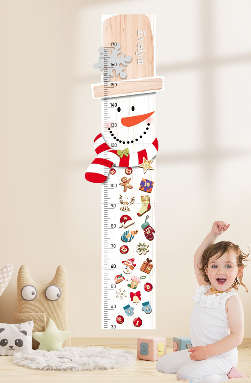 Personalized Wooden Snowman Christmas Growth Chart Ruler – Woodbests