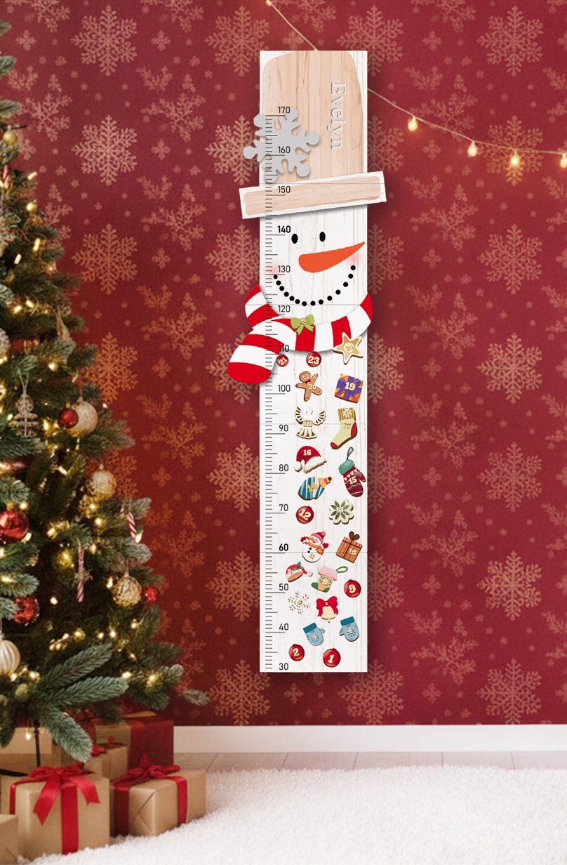 Personalized Wooden Snowman Christmas Growth Chart Ruler