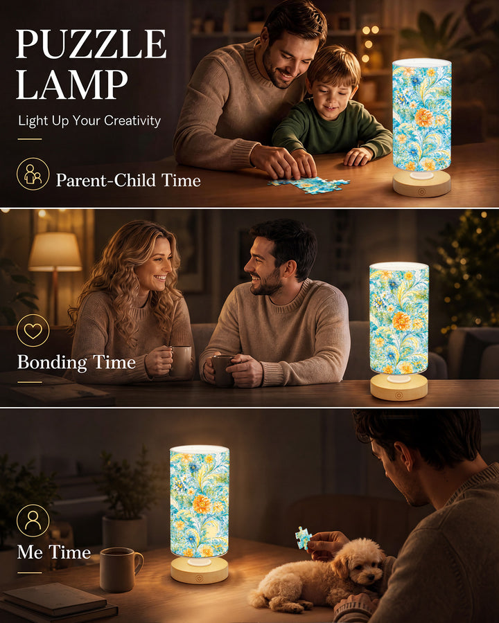 DIY Dimmable Acrylic Puzzle Lamp -Azure Floral Rhapsody