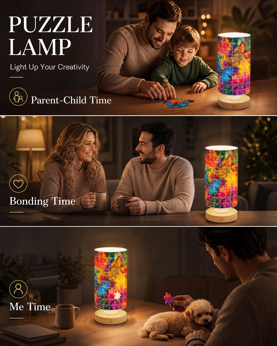 DIY Dimmable Acrylic Puzzle Lamp - Kaleidoscope Butterflies