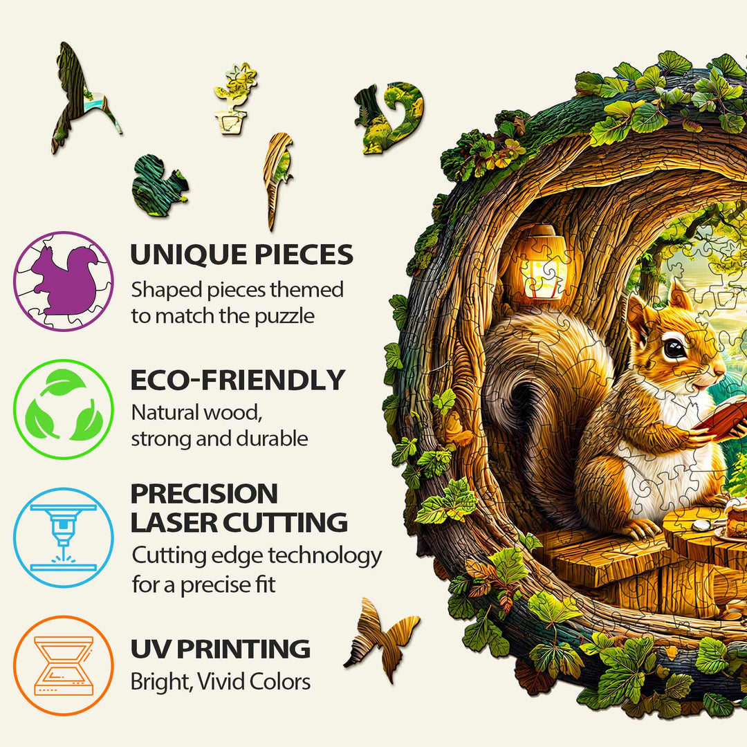 3D Squirrel in The Cave-1 Wooden Jigsaw Puzzle