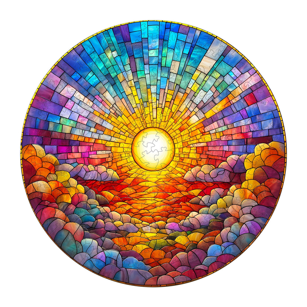 Stained Glass Rainbow Wooden Jigsaw Puzzle