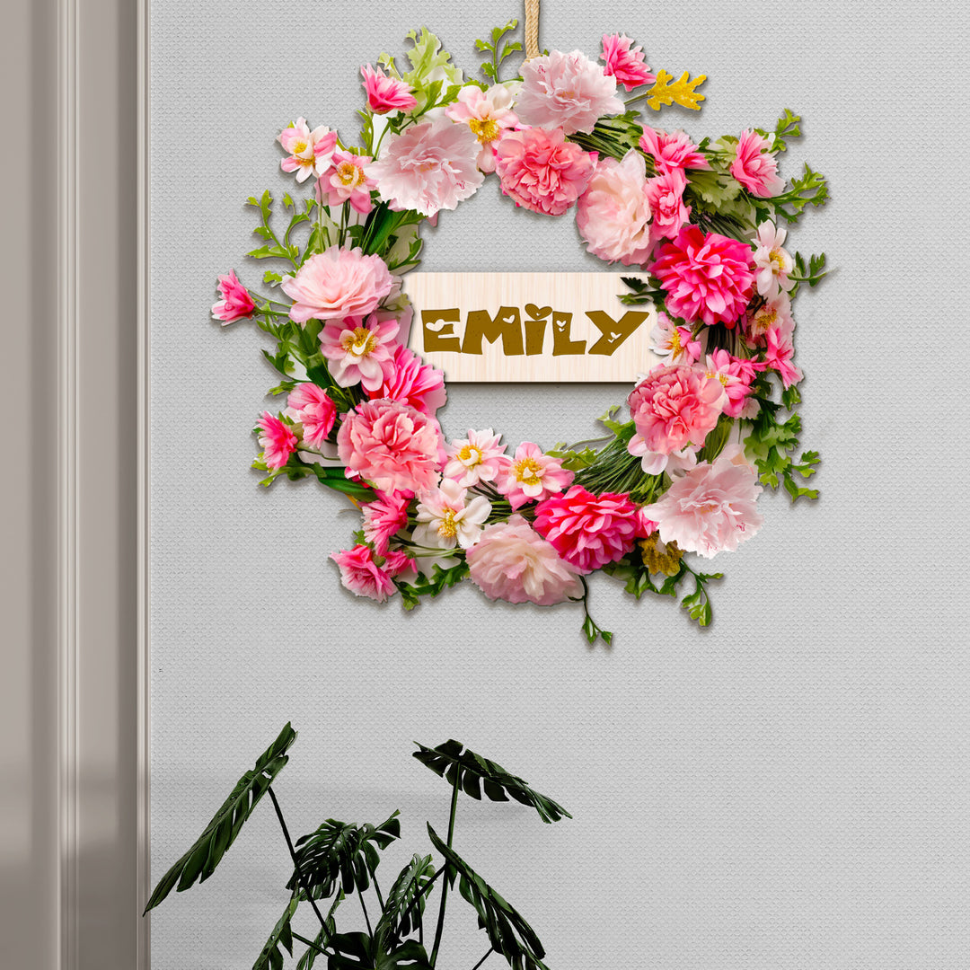 Personalized Elegant Bloom Wreath-Woodbests