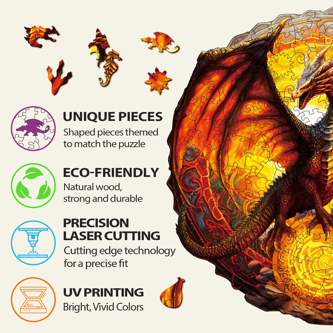 Fiery Dragon Wooden Jigsaw Puzzle