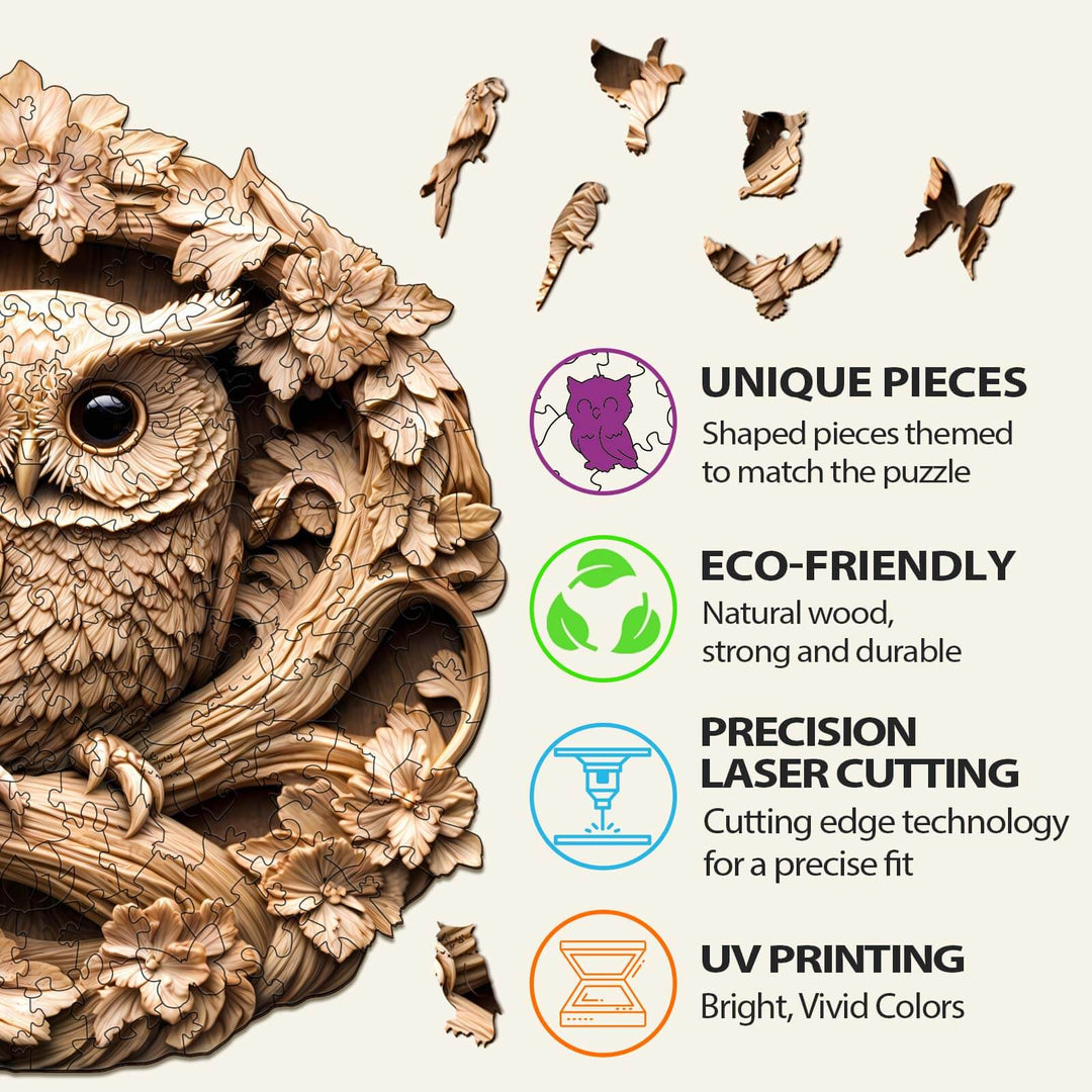 3D Owl-2 Wooden Jigsaw Puzzle