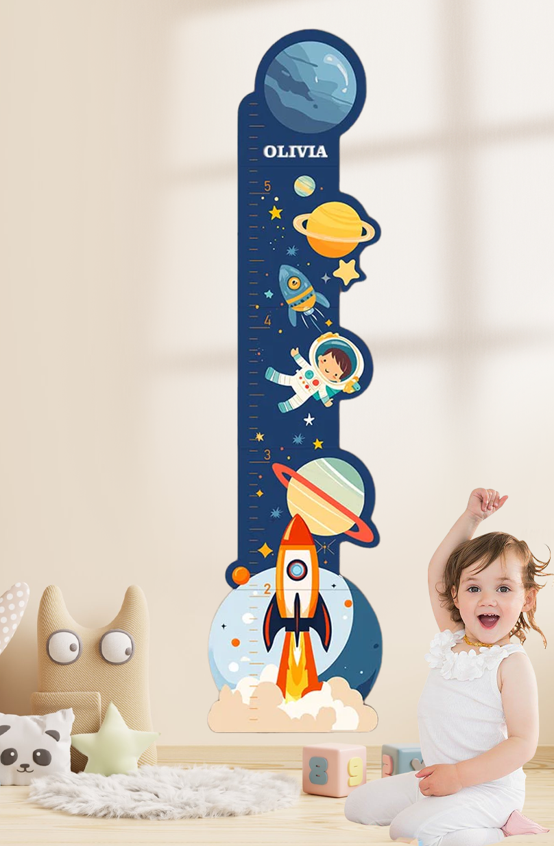 Personalized Wooden Space Rocket Growth Chart Height Ruler – Woodbests