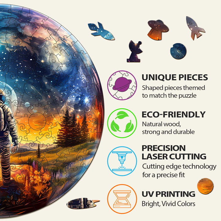 Crystal Ball Astronau Wooden Jigsaw Puzzle