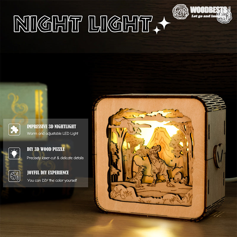 DIY Volcano Dinosaur Kit, 3D Wooden Puzzle Night Light