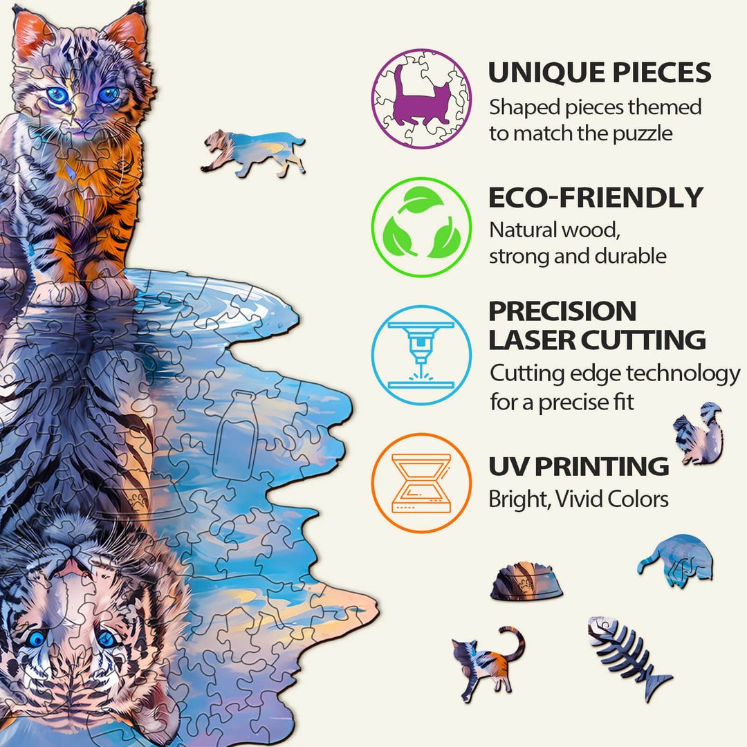 Cat Tiger Wooden Jigsaw Puzzle - By Woodbests