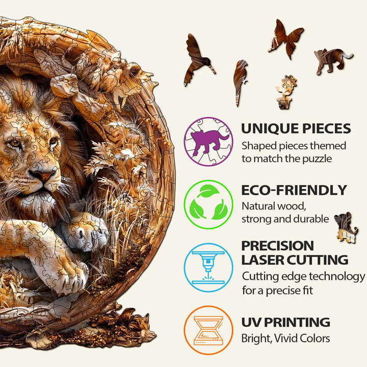 3D Lion Wooden Jigsaw Puzzle - By Woodbests