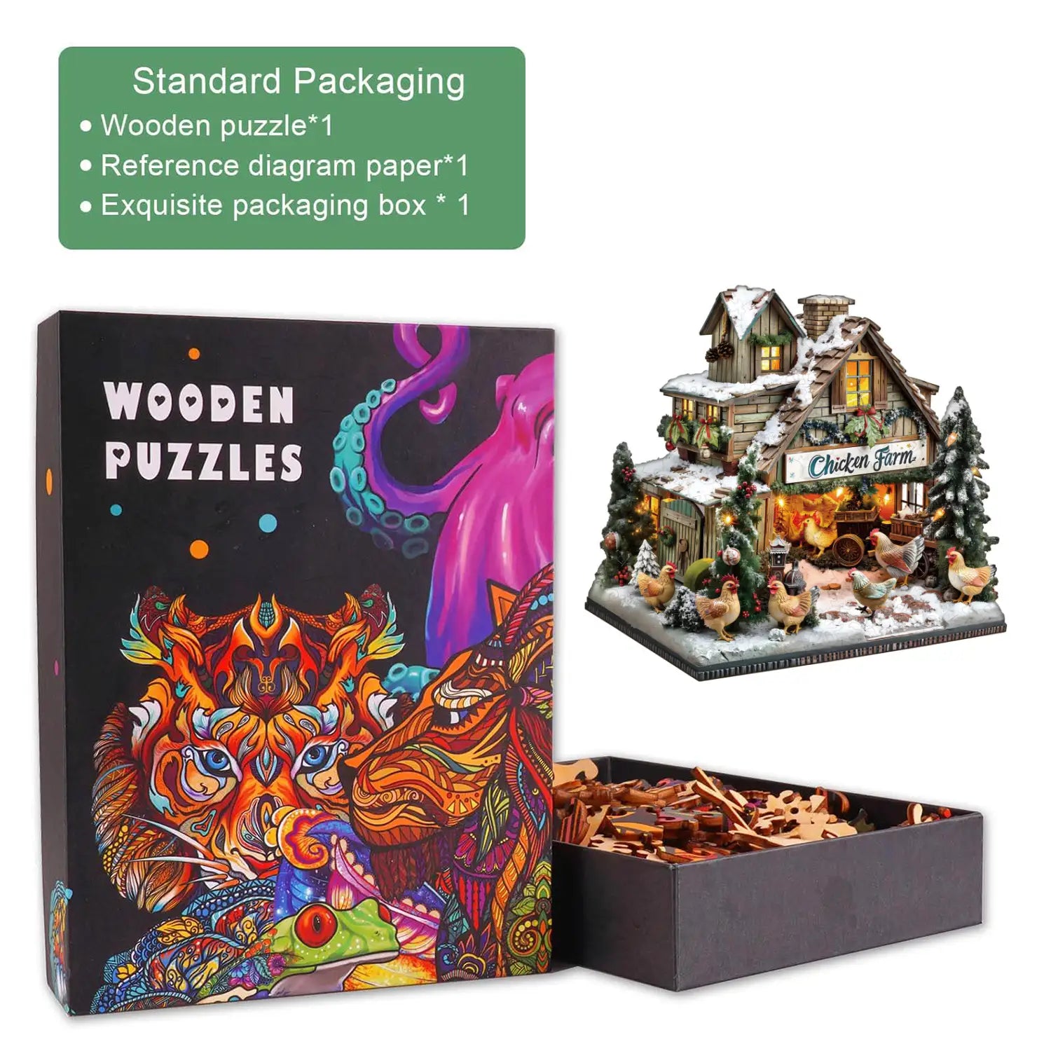 chicken farm Wooden Jigsaw Puzzle