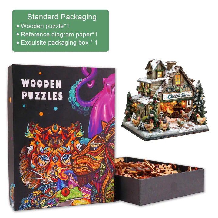 chicken farm Wooden Jigsaw Puzzle