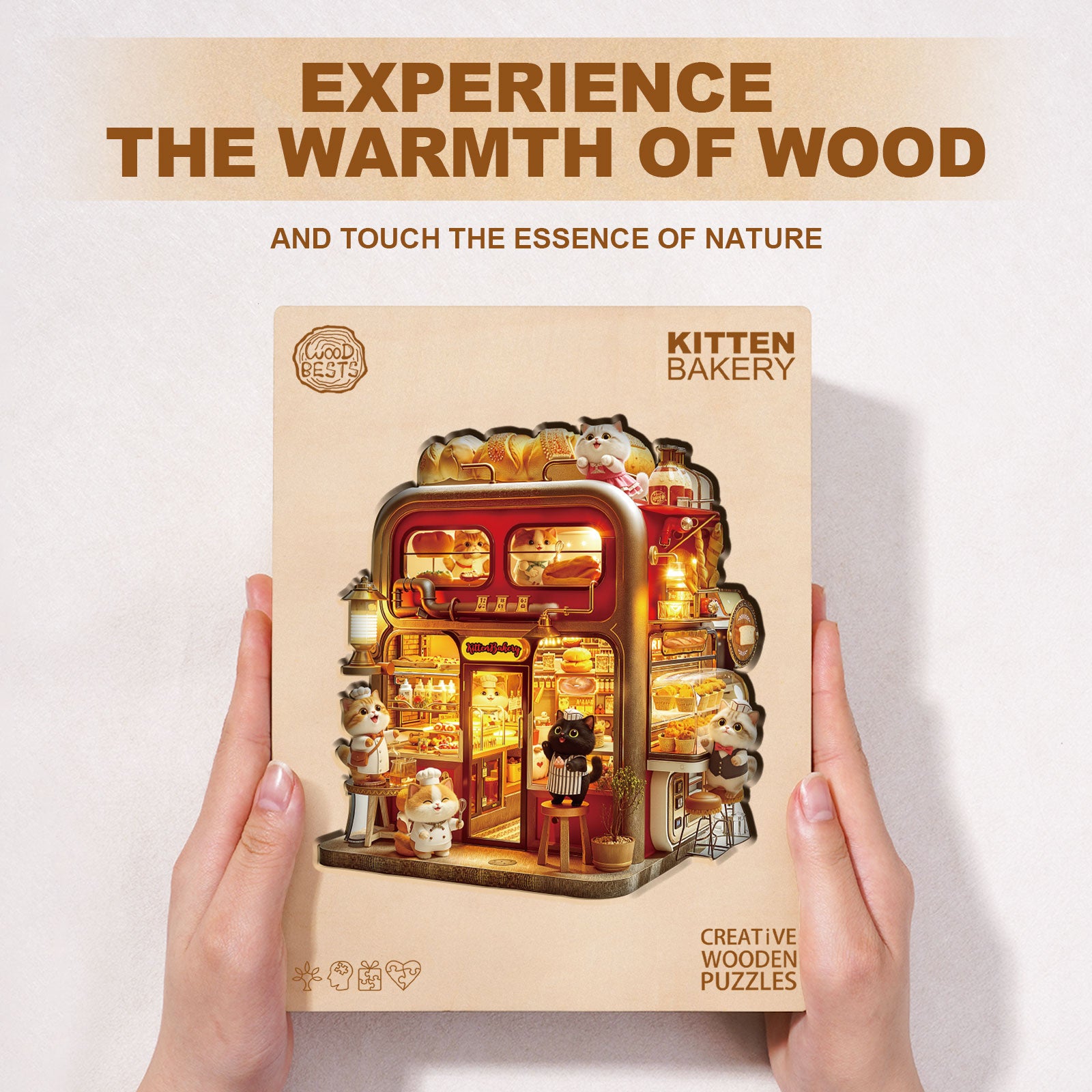 Kitten Bakery Wooden Jigsaw Puzzle