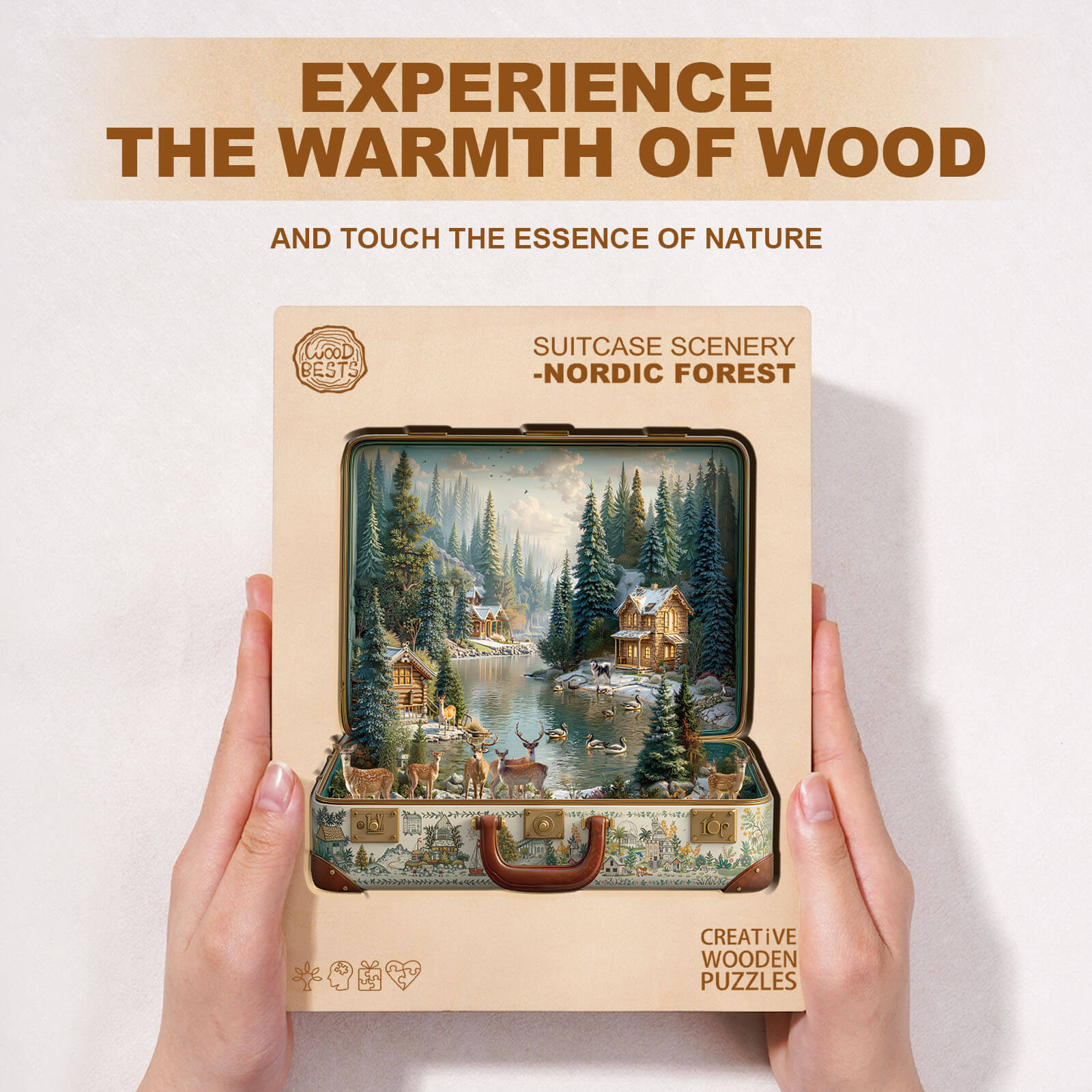 Suitcase scenery-Nordic forest Wooden Jigsaw Puzzle