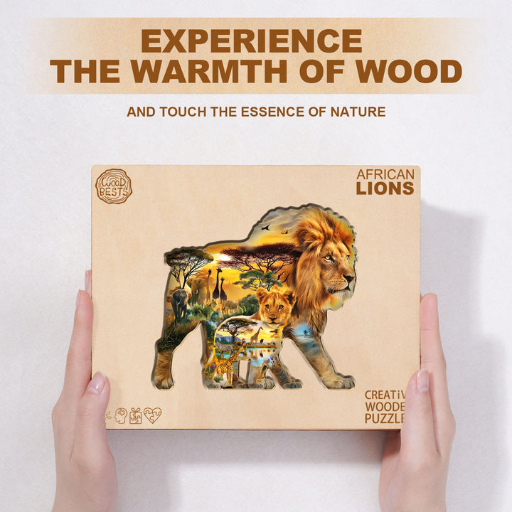 African lions Wooden Jigsaw Puzzle