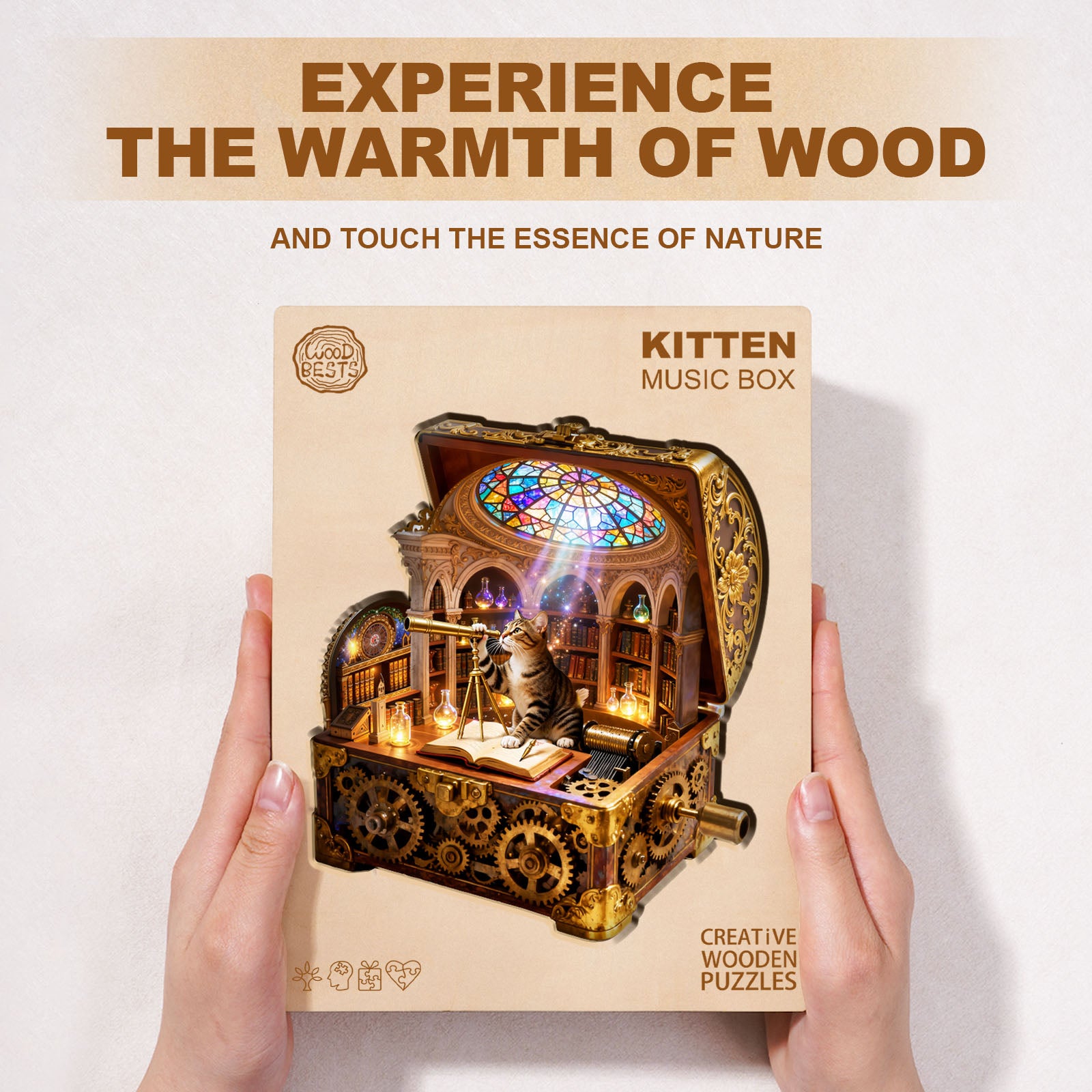 Kitten Music Box Wooden Jigsaw Puzzle