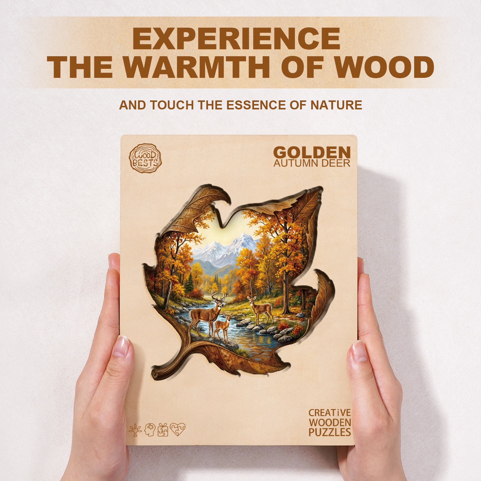 Golden Autumn Deer Wooden Jigsaw Puzzle