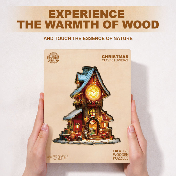Christmas Clock Tower-2 Wooden Jigsaw Puzzle