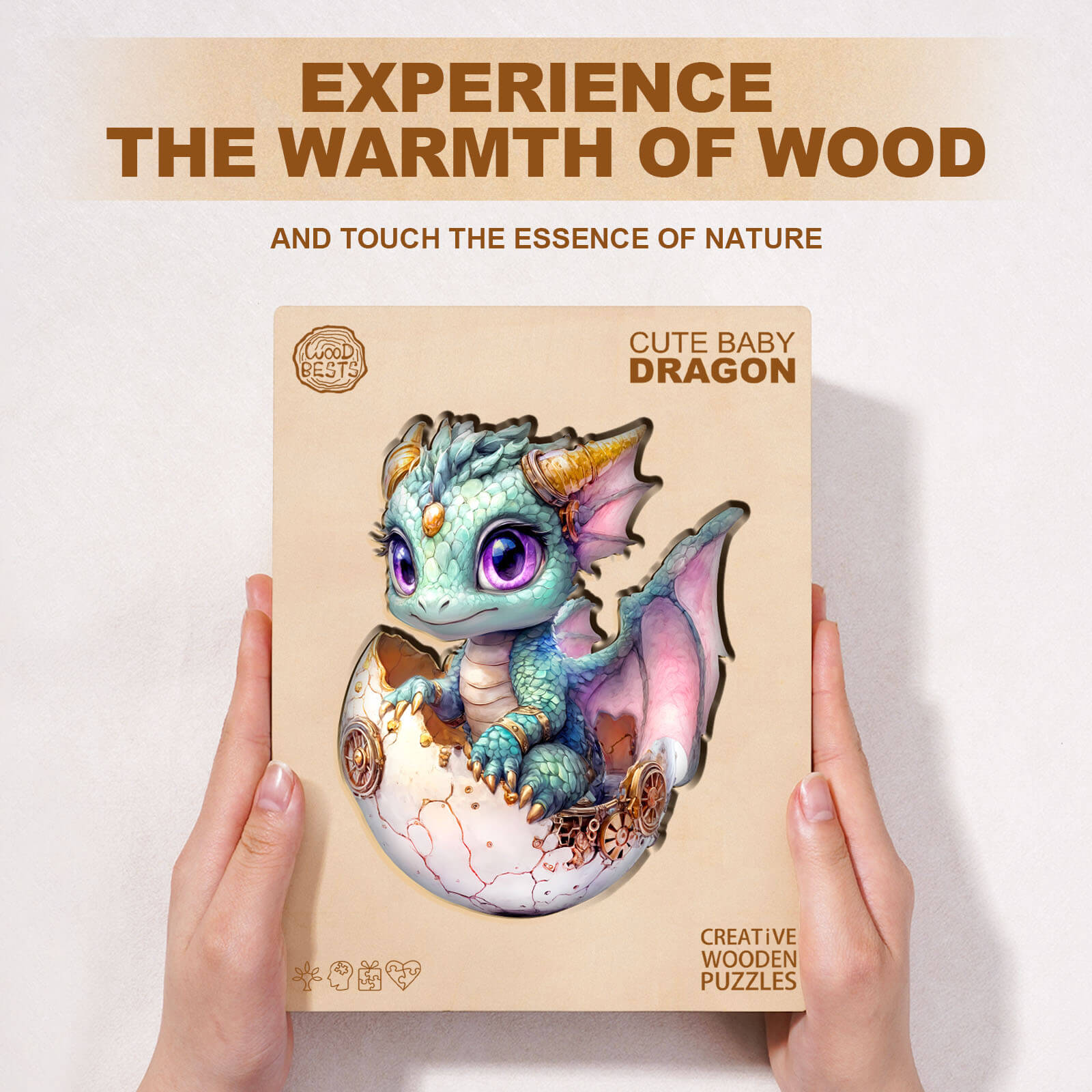 Niedliches Baby-Drachen-Holzpuzzle
