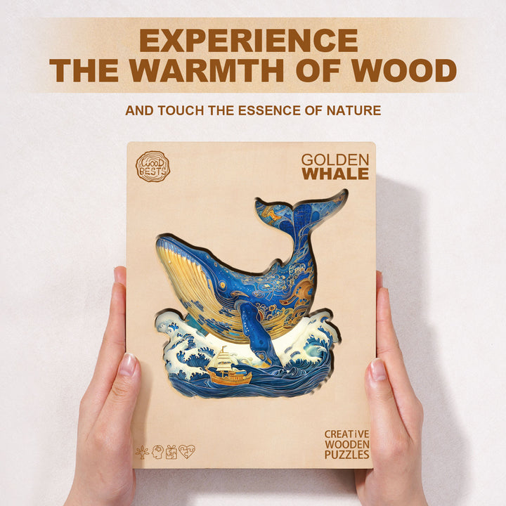 Golden Whale Wooden Jigsaw Puzzle