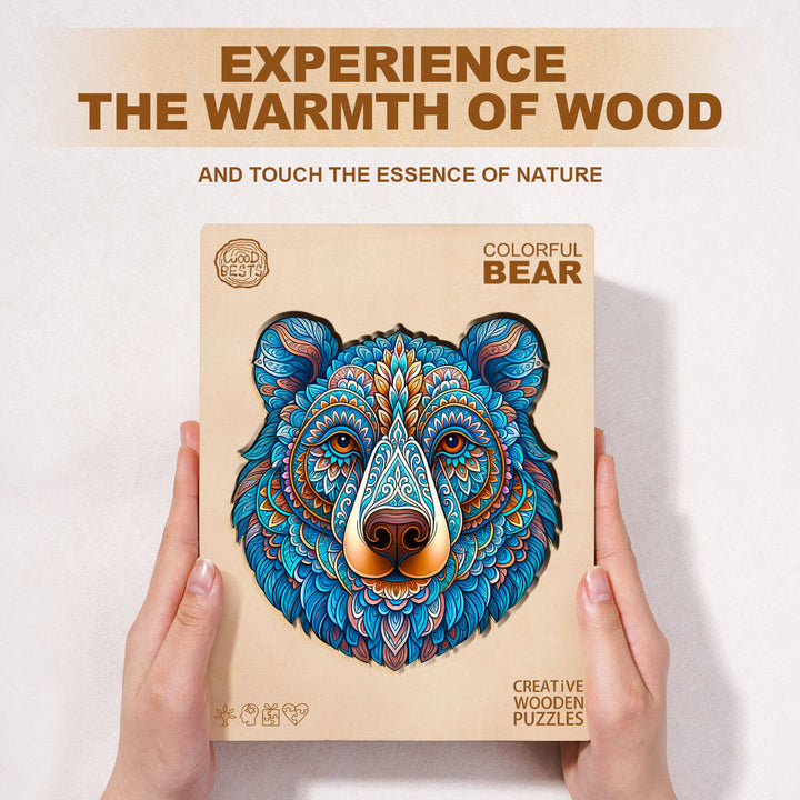 Puzzle en bois coloré en forme d'ours