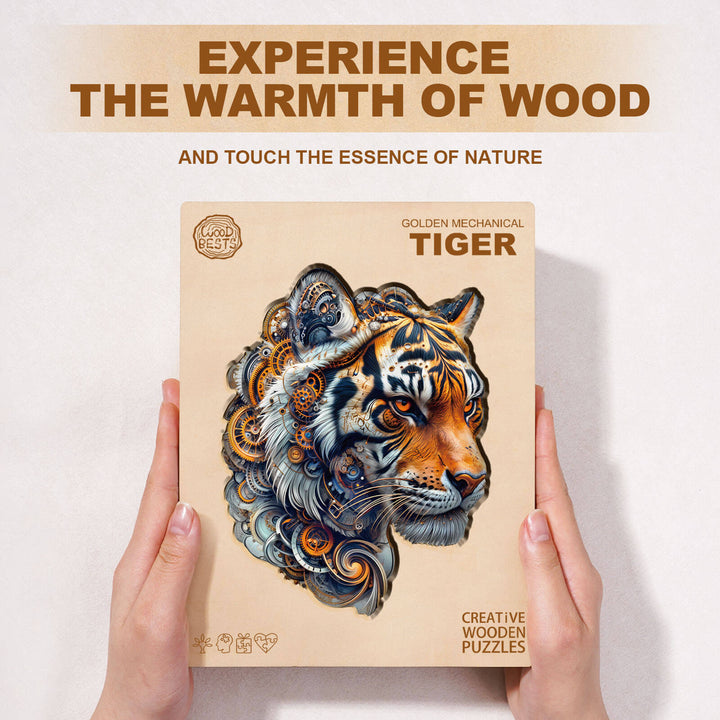 Rompecabezas de madera mecánico tigre dorado