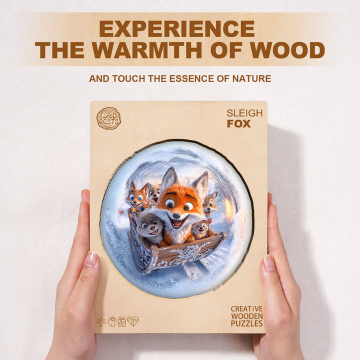 3D Sleigh Fox Wooden Jigsaw Puzzle