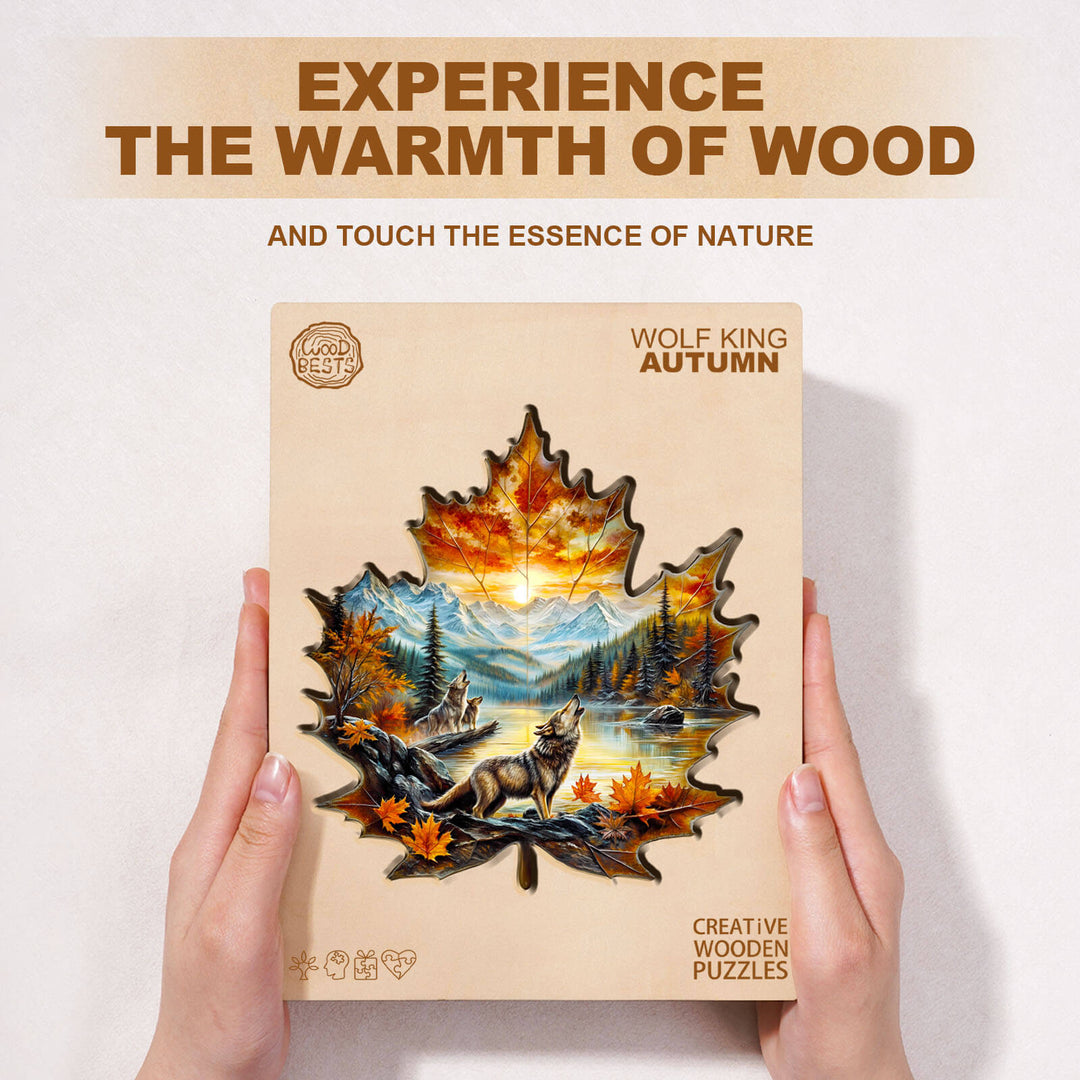 Wolf King autumn Wooden Jigsaw Puzzle