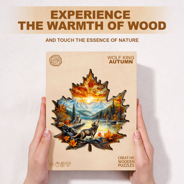 Wolf King autumn Wooden Jigsaw Puzzle