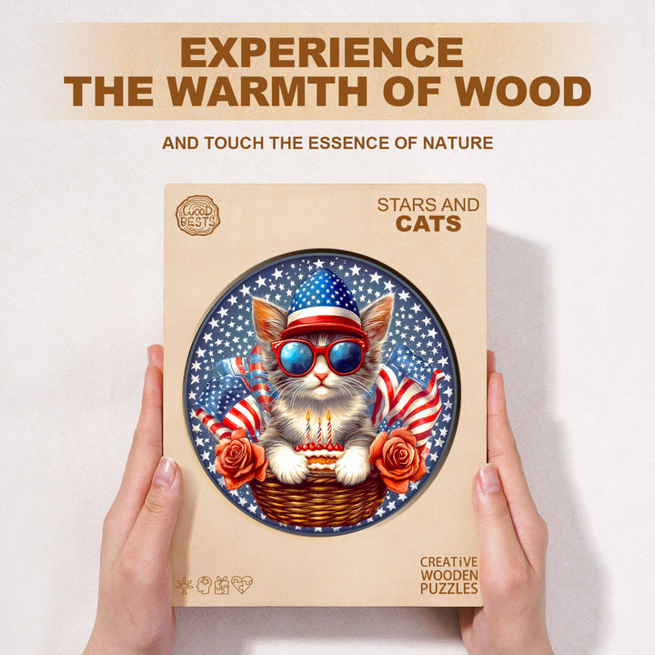 Stars and cats Wooden Jigsaw Puzzle