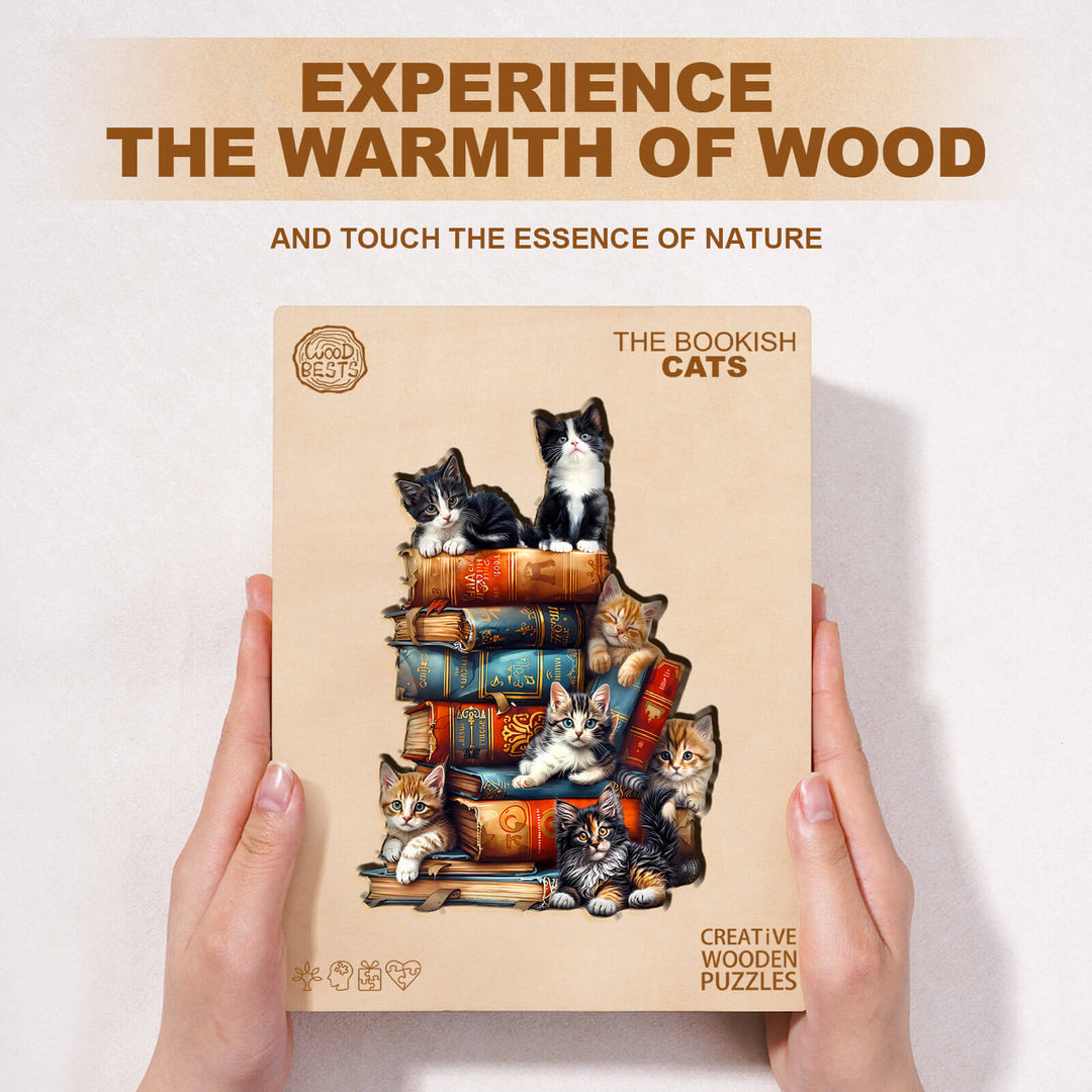 The Bookish Cats Wooden Jigsaw Puzzle