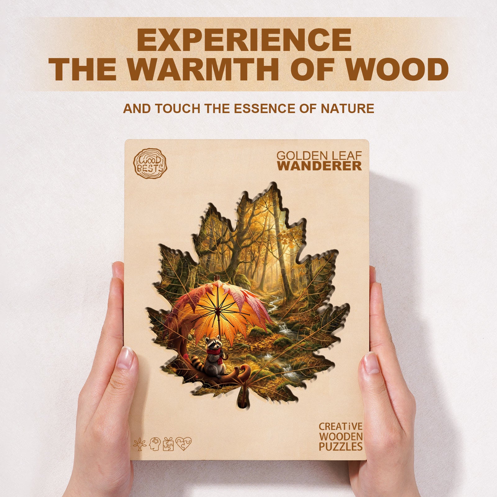 Golden Leaf Wanderer Wooden Jigsaw Puzzle